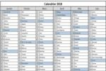 Calendrier 2018 Excel à télécharger Calendrier 2018 Excel