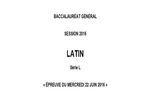 Bac 2016 Latin - L à télécharger Bac 2016 Latin - L