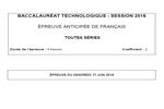 Sujet Bac 2016 Français Séries Technologiques à télécharger Sujet Bac 2016 Français Séries Technologiques