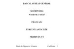 Sujet Bac 2016 Français Série L à télécharger Sujet Bac 2016 Français Série L