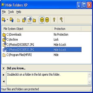 xp hide folders