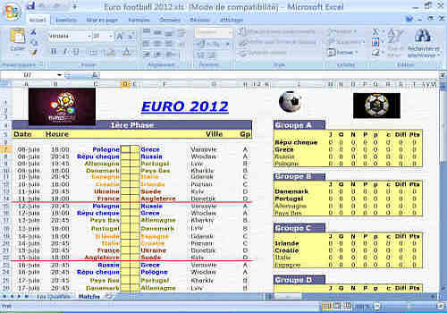 tableau rencontre euro 2012 excel