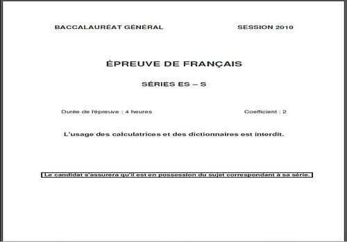 Dissertation du bac de francais 2010