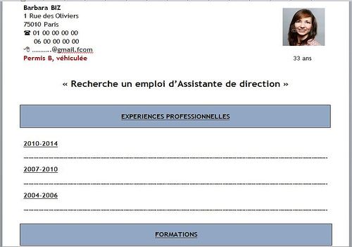 cv gratuit 3eme