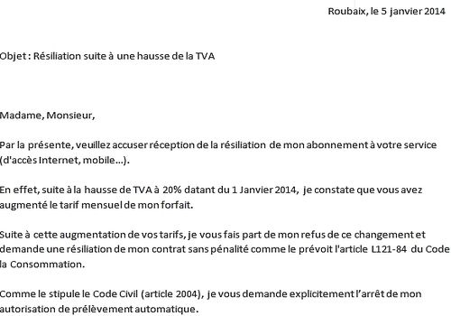 modele lettre tva 7