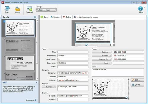 download software for abbyy business card scanner