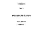 Bac 2018 Philosophie Série S à télécharger Bac 2018 Philosophie Série S