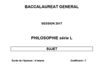 Bac 2017 Philosophie - Série L