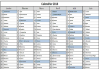 Calendrier 2018 Excel