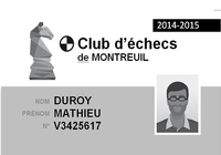 Carte de membre de Club d'échecs