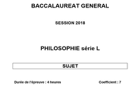 Bac 2018 - Philosophie - Série L 
