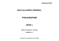 Bac 2016 Philosophie - Série L