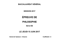 Bac 2017 Philosophie - Série ES
