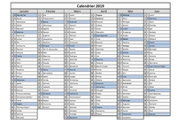 Calendrier 2019 Excel