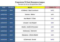 Programme TV Foot Champions League