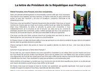 La lettre du Président de la République aux Français