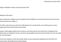 lettre résiliation hausse TVA 2014