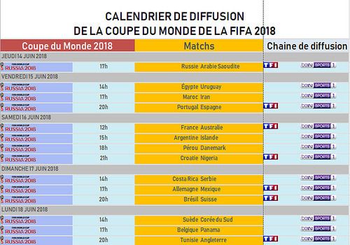 Télécharger Calendrier de diffusion de la Coupe du Monde 2018 2018 pour