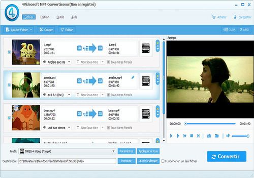 Télécharger 4Videosoft MP4 Convertisseur 5.2.58 pour Windows  Shareware