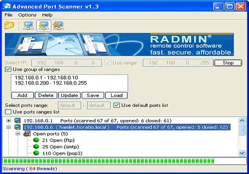 advanced ip scanner port scan