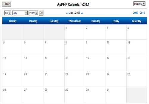 Download ApPHP Calendar  PHP Calendar Script  Freeware