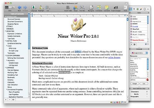 nisus writer pro 2.1.7 bugs