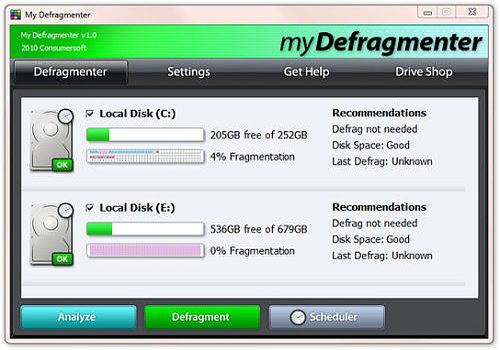 freeware defragmentation software