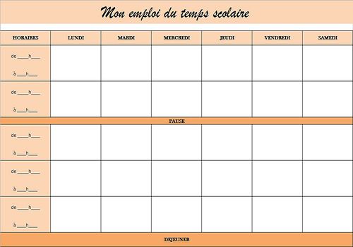Resultado de imagen de emploi du temps